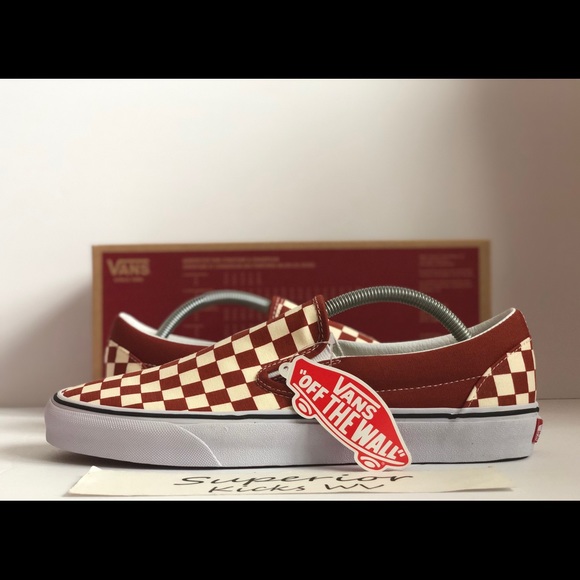 vans slip on checkerboard picante